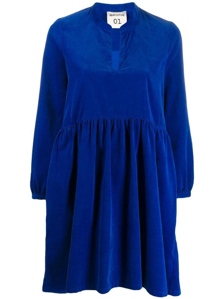 Semicouture Long Sleeve Swing Dress - Blue