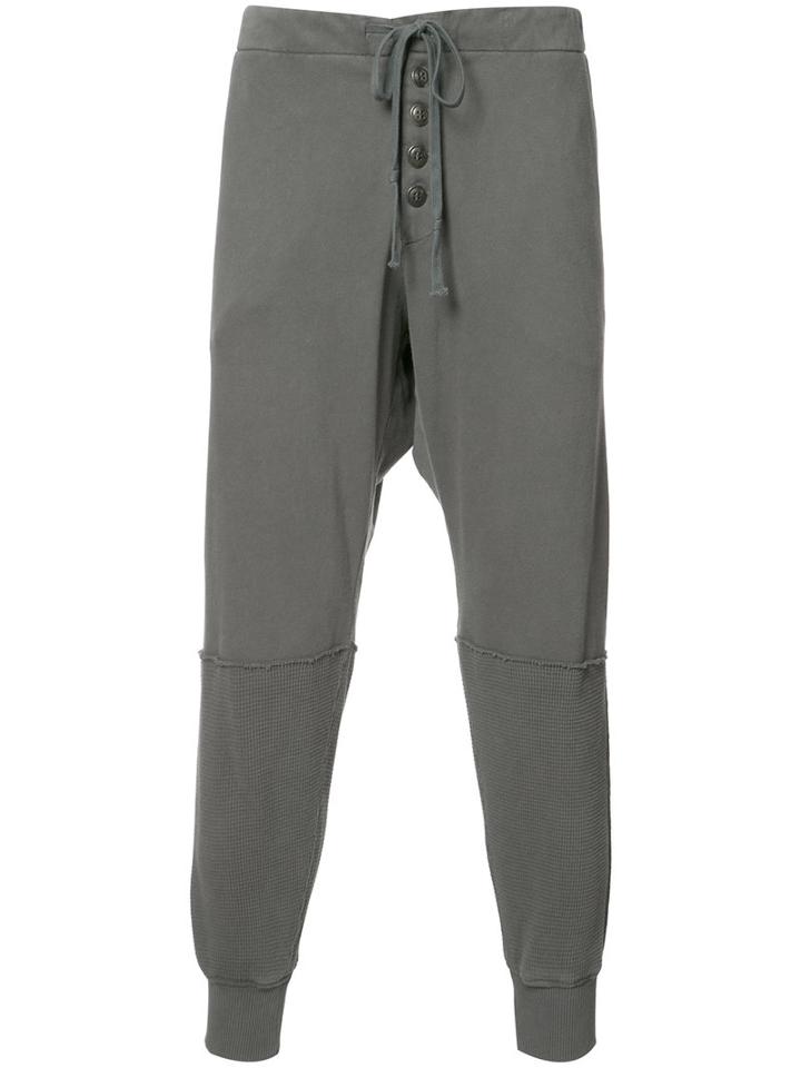 Greg Lauren Button Detail Sweatpants, Men's, Size: 4, Grey, Cotton