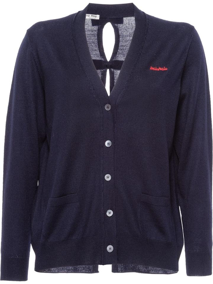 Miu Miu Back Bow Detail Cardigan - Blue