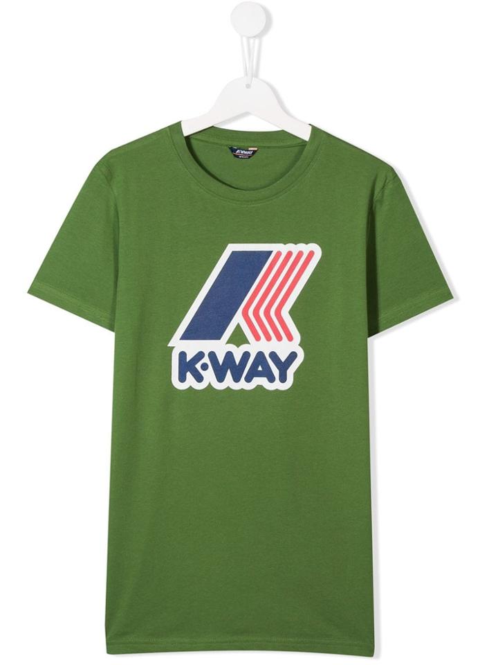 K Way Kids Printed Logo T-shirt - Green