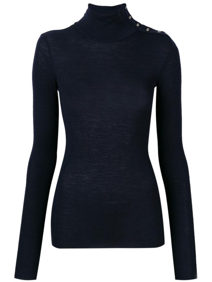 Pinko Button-detail Turtleneck Sweater - Blue