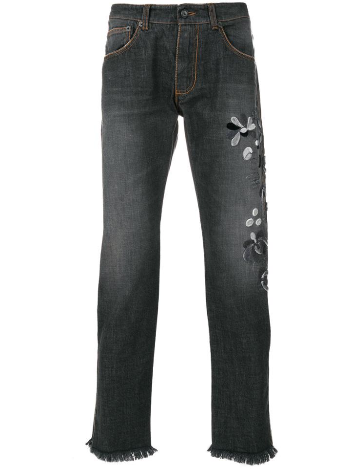 Ermanno Ermanno Flower Embroidered Jeans - Grey