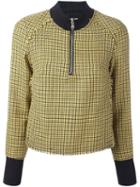 3.1 Phillip Lim High Collar Houndstooth Top, Women's, Size: 2, Yellow/orange, Spandex/elastane/viscose/wool