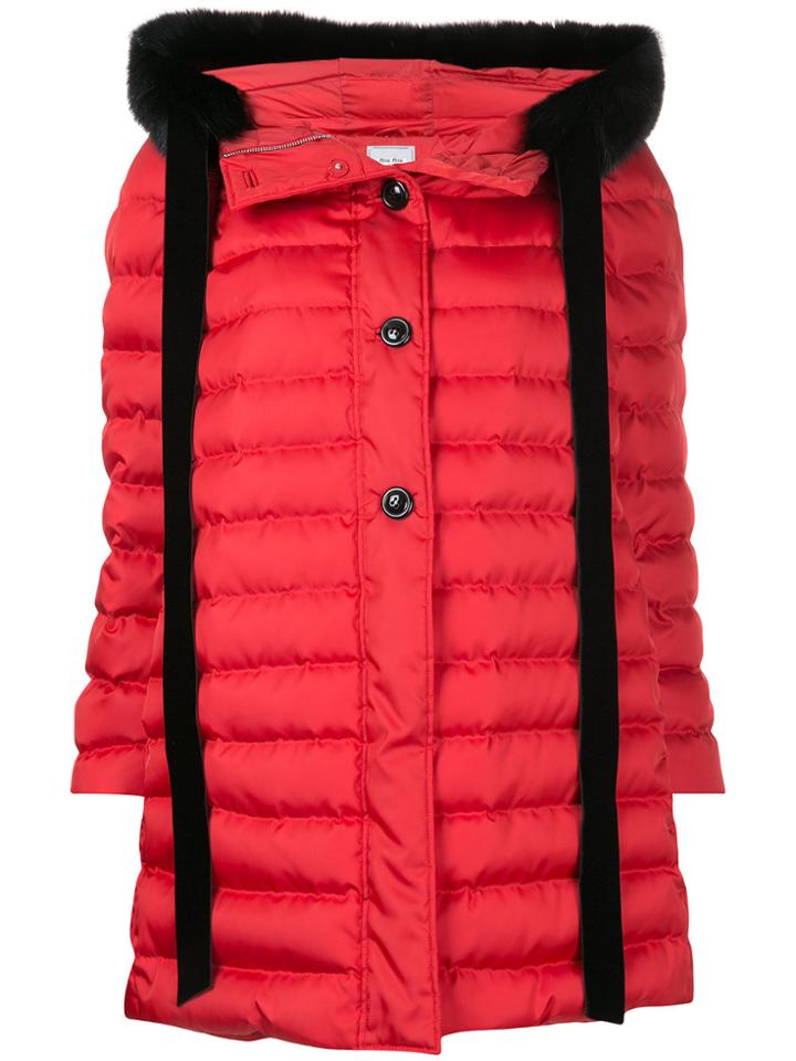Miu Miu Contrast Trim Padded Jacket - Red
