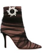 Amina Muaddi Tessa Crystal-embellished Ankle Boots - Black