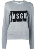 Msgm Logo Print Sweatshirt, Women's, Size: Small, Grey, Cotton/viscose