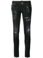 Dsquared2 Distressed Logo-stripe Jeans - Black