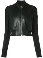 Rick Owens Zipped Crop Jacket, Women's, Size: 44, Black, Cotton/leather/acetate/viscose