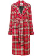 Fausto Puglisi Classic Check Long Coat - Red