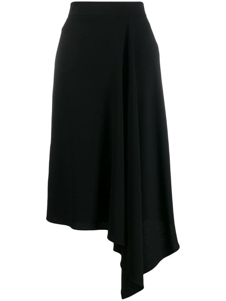 Alexander Mcqueen Asymmetric Knitted Midi Skirt - Black
