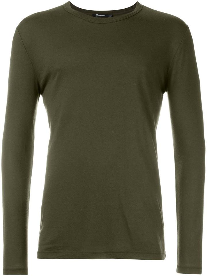 T By Alexander Wang Longsleeved T-shirt, Men's, Size: S, Green, Cotton