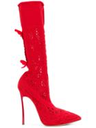 Casadei Pointed Knit Boots - Red