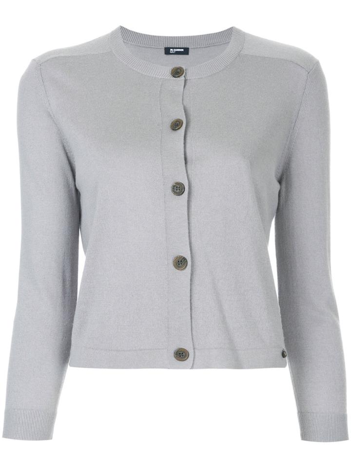 Jil Sander Navy Fitted Knitted Cardigan - Grey