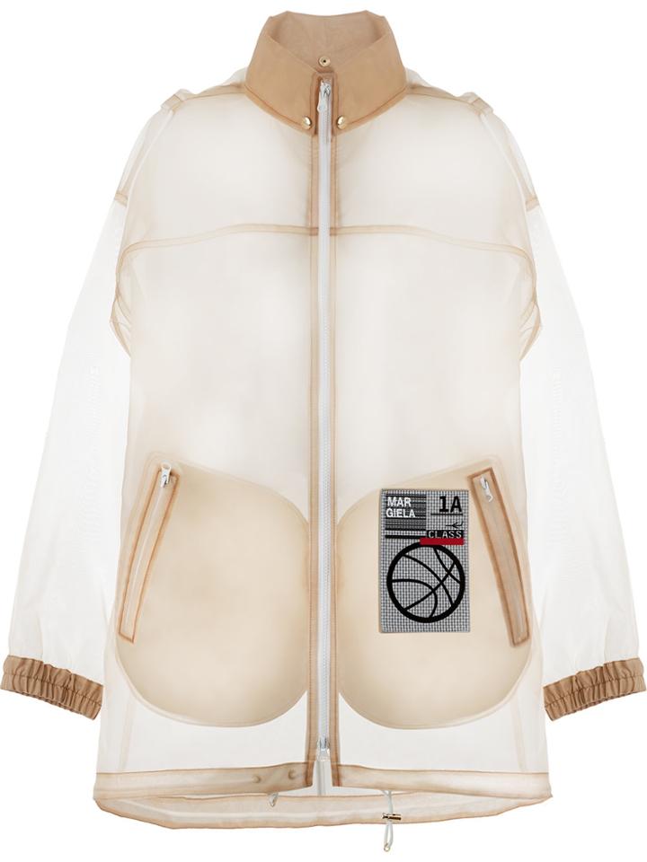 Maison Margiela Logo-patch Zipped Raincoat - Nude & Neutrals