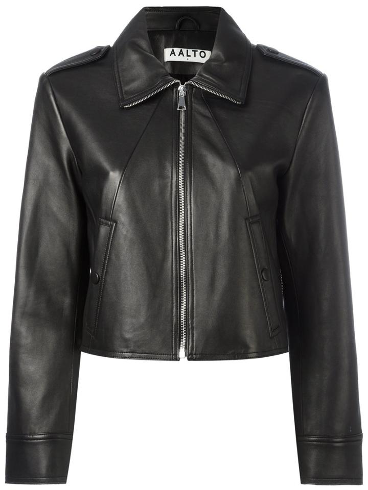 Aalto Cropped Jacket, Women's, Size: 36, Black, Lamb Skin/rayon