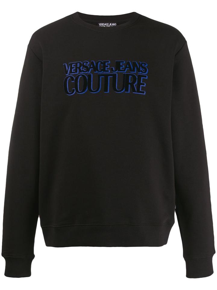 Versace Jeans Couture Flocked Logo Sweatshirt - Black