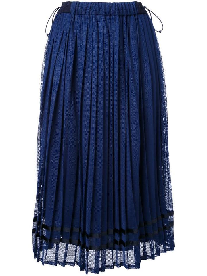 Muveil Pleated Midi Skirt, Women's, Size: 36, Blue, Polyester