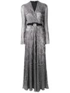 Just Cavalli Belted Shimmer Long Dress - Metallic
