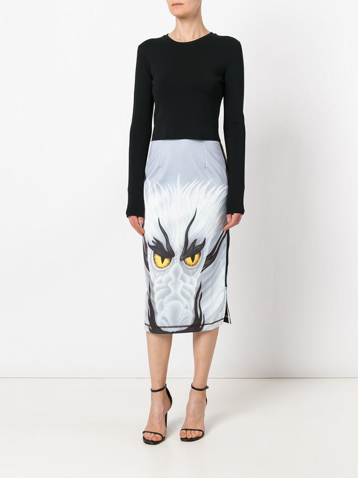J.w.anderson - Dragon Print Skirt - Women - Polyester/spandex/elastane - 8, Black, Polyester/spandex/elastane