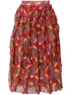 Giuseppe Di Morabito Floral Print Frill Detail Skirt - Red
