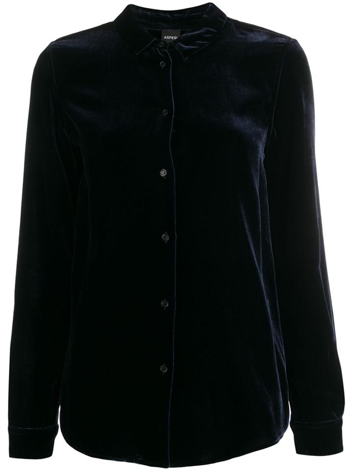 Aspesi Velvet-texture Shirt - Blue