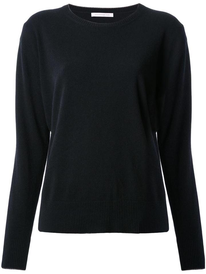Christopher Kane Metallic Trim Crew Neck Jumper, Women's, Size: Medium, Black, Polyester/cashmere/wool/metal