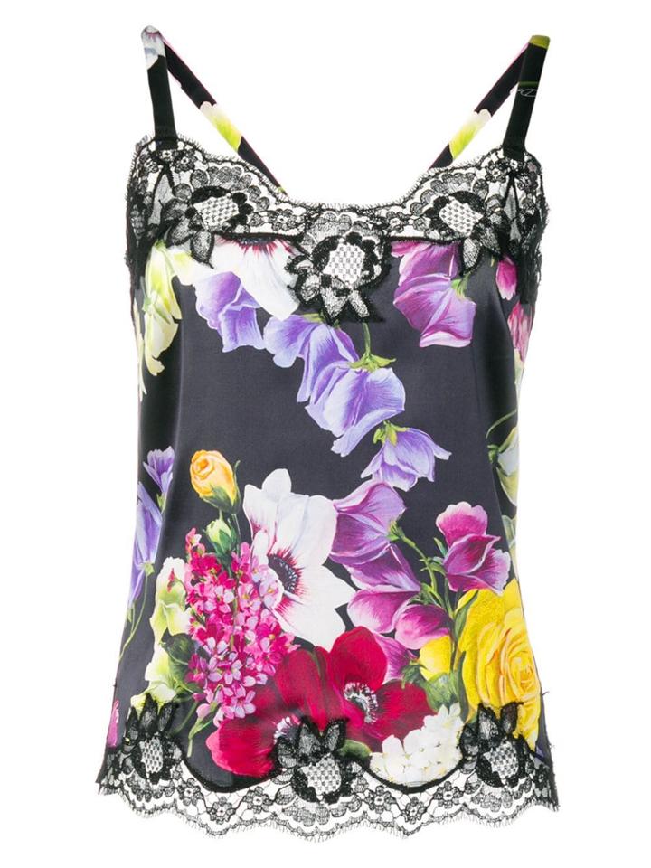 Dolce & Gabbana Floral Print Cami Top - Black