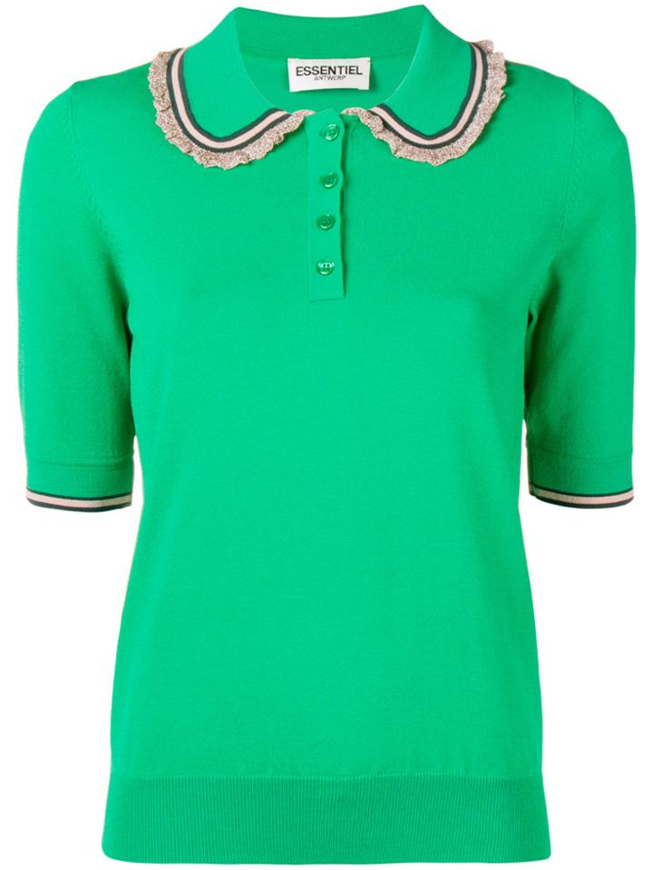 Essentiel Antwerp Pandygirl Knitted Polo Top - Green