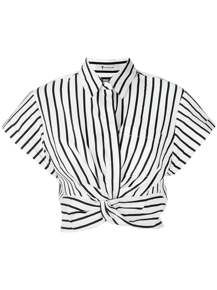 T By Alexander Wang - Striped Crop Top - Women - Cotton/polyester - 8, Women's, White, Cotton/polyester