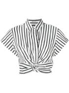 T By Alexander Wang - Striped Crop Top - Women - Cotton/polyester - 8, Women's, White, Cotton/polyester