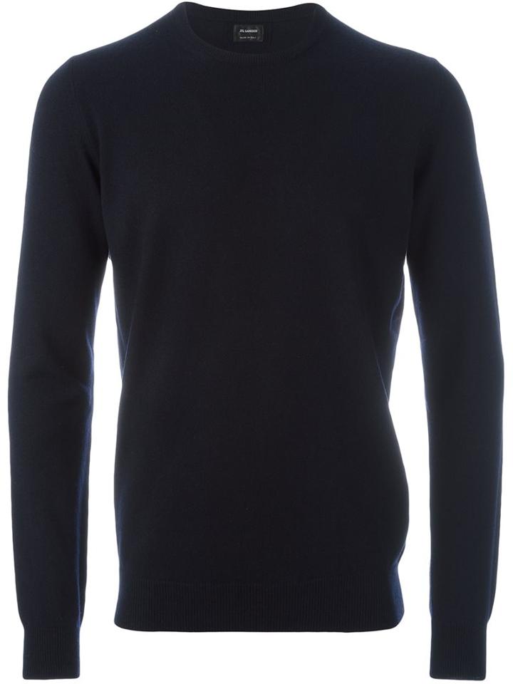 Jil Sander Crew Neck Jumper, Men's, Size: 46, Blue, Cashmere