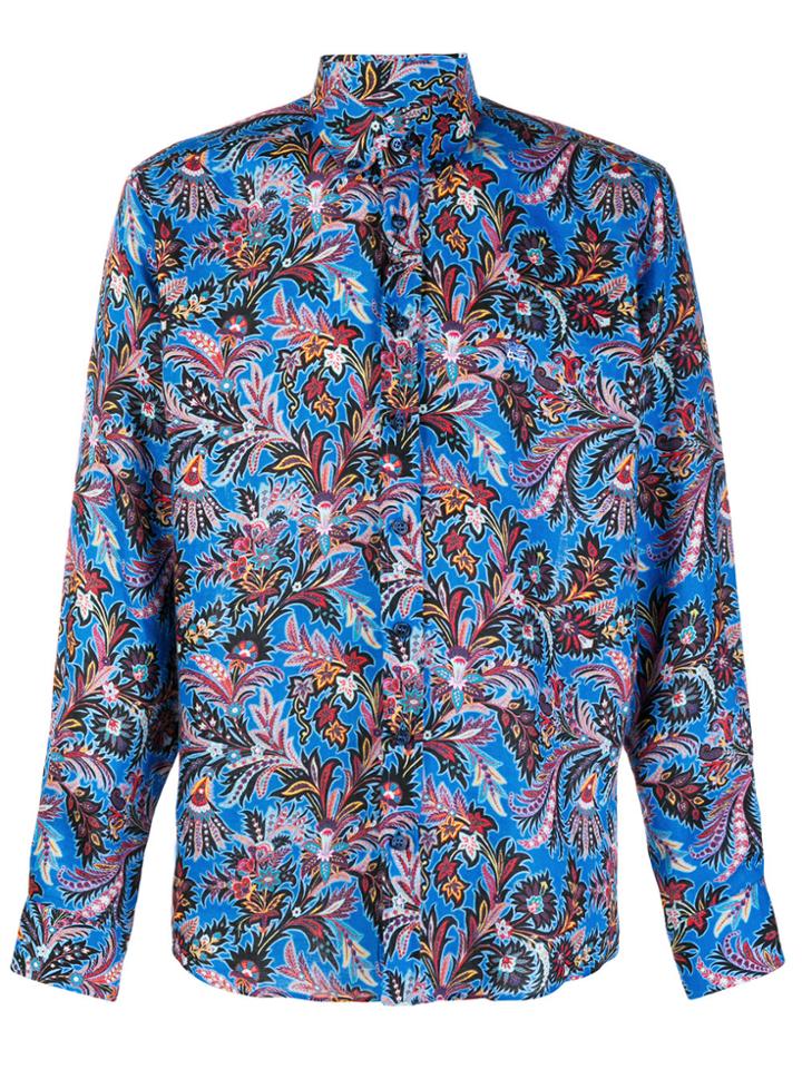 Etro Patterned Linen Shirt - Blue