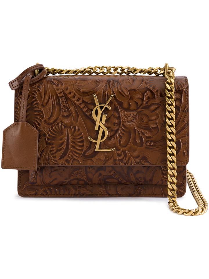 Saint Laurent Sunset Embossed Bag - Brown