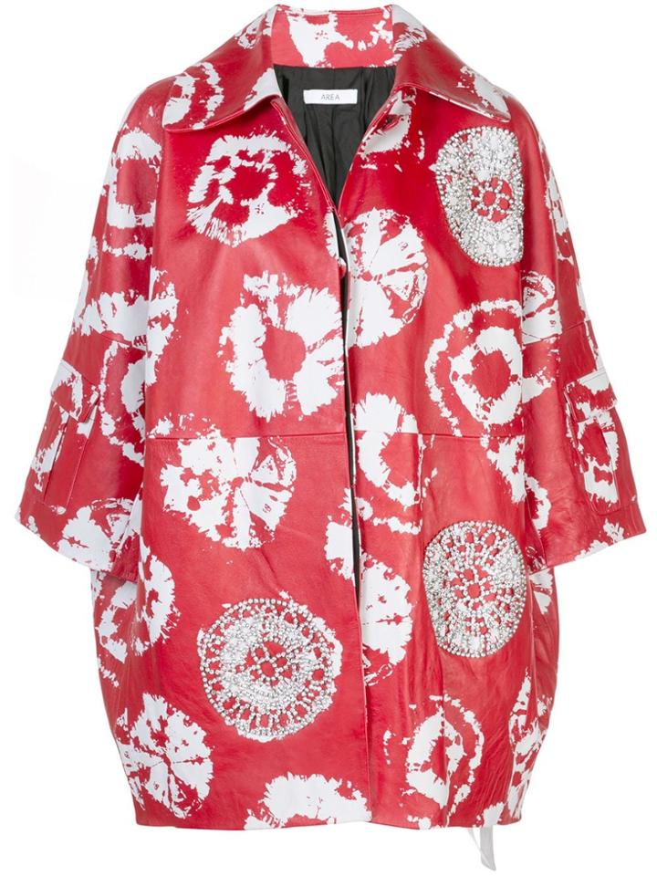 Area Printed Leather Jacket - Red