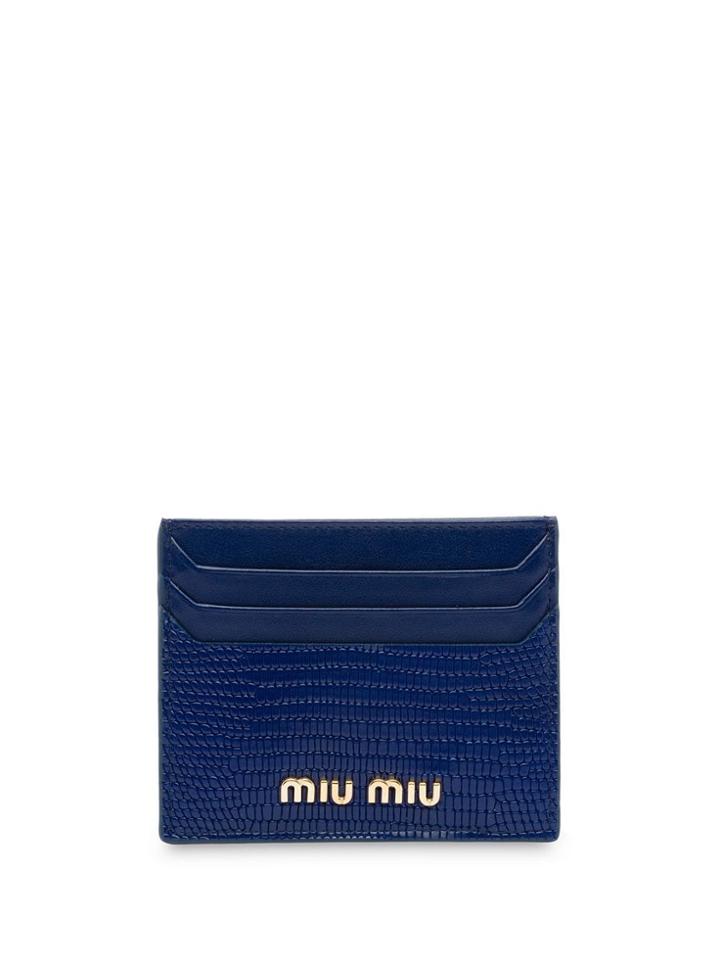 Miu Miu Lizard-print Cardholder - Blue