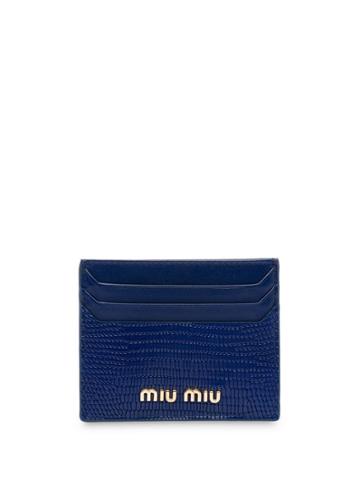 Miu Miu Lizard-print Cardholder - Blue
