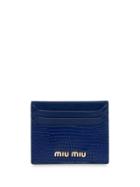 Miu Miu Lizard-print Cardholder - Blue