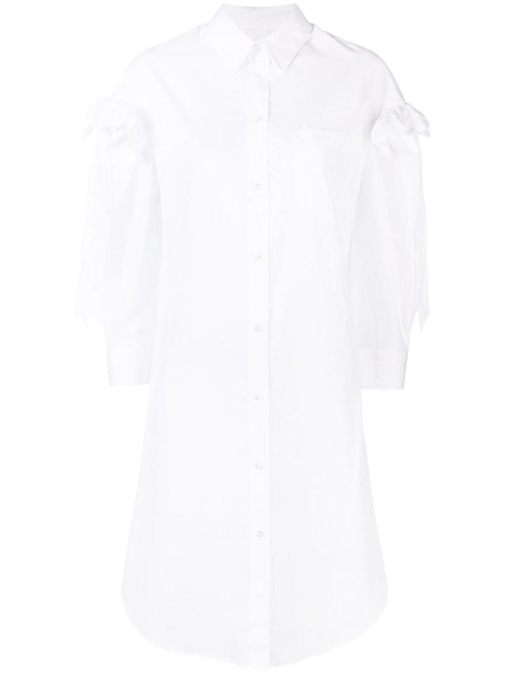 Simone Rocha Ruffle Bow Sleeve Shirt Dress - White