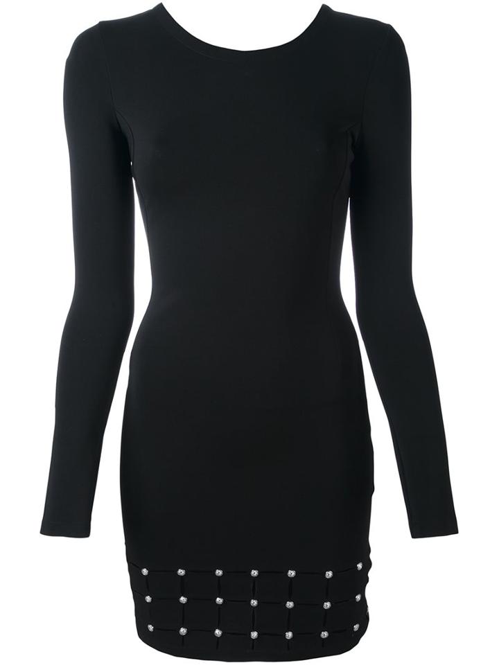 Versus Studded Long-sleeved Dress, Women's, Size: 42, Black, Viscose/polyamide/spandex/elastane