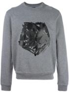 Z Zegna Abstract Print Sweatshirt, Men's, Size: Small, Grey, Cotton