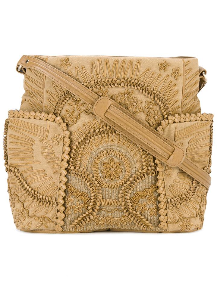 Leather-appliquéd Shoulder Bag - Women - Cotton/leather/pvc - One Size, Nude/neutrals, Cotton/leather/pvc, Jamin Puech