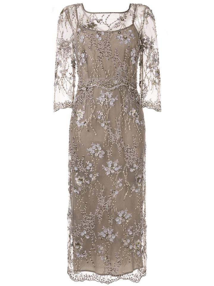 Antonio Marras Embroidered Cocktail Dress - Brown