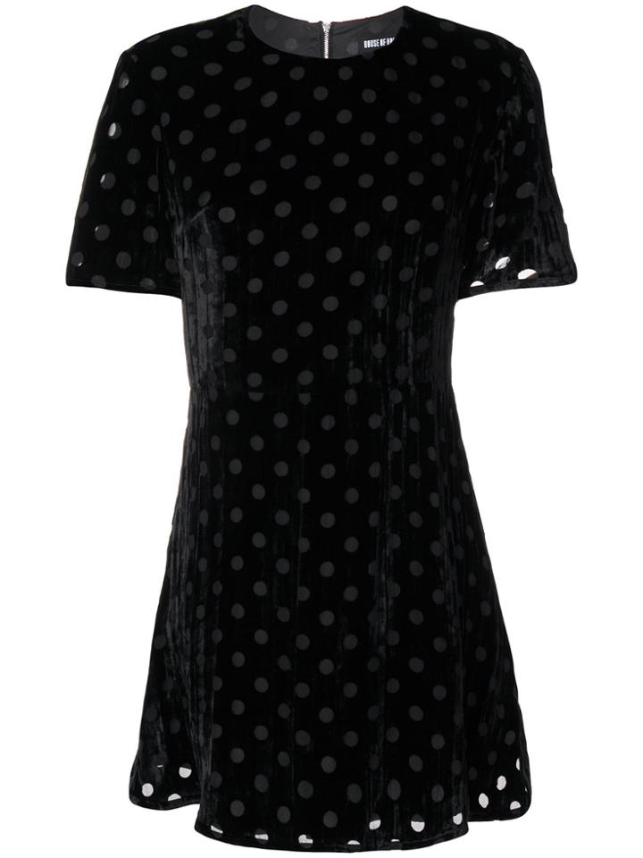 House Of Holland Polka Dot Flared Dress - Black