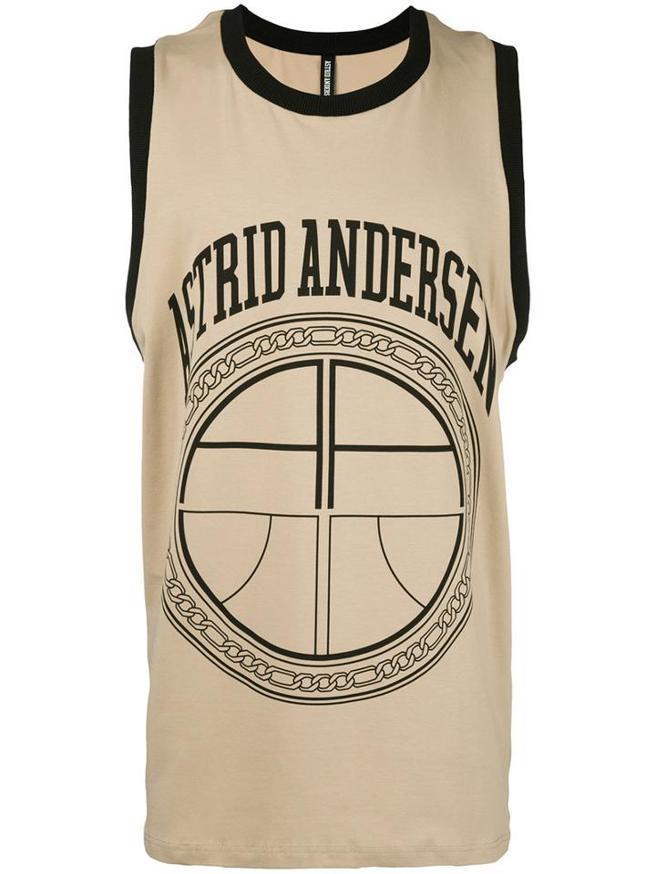 Astrid Andersen - Logo Print Sleeveless T-shirt - Men - Cotton/spandex/elastane - L, Nude/neutrals, Cotton/spandex/elastane