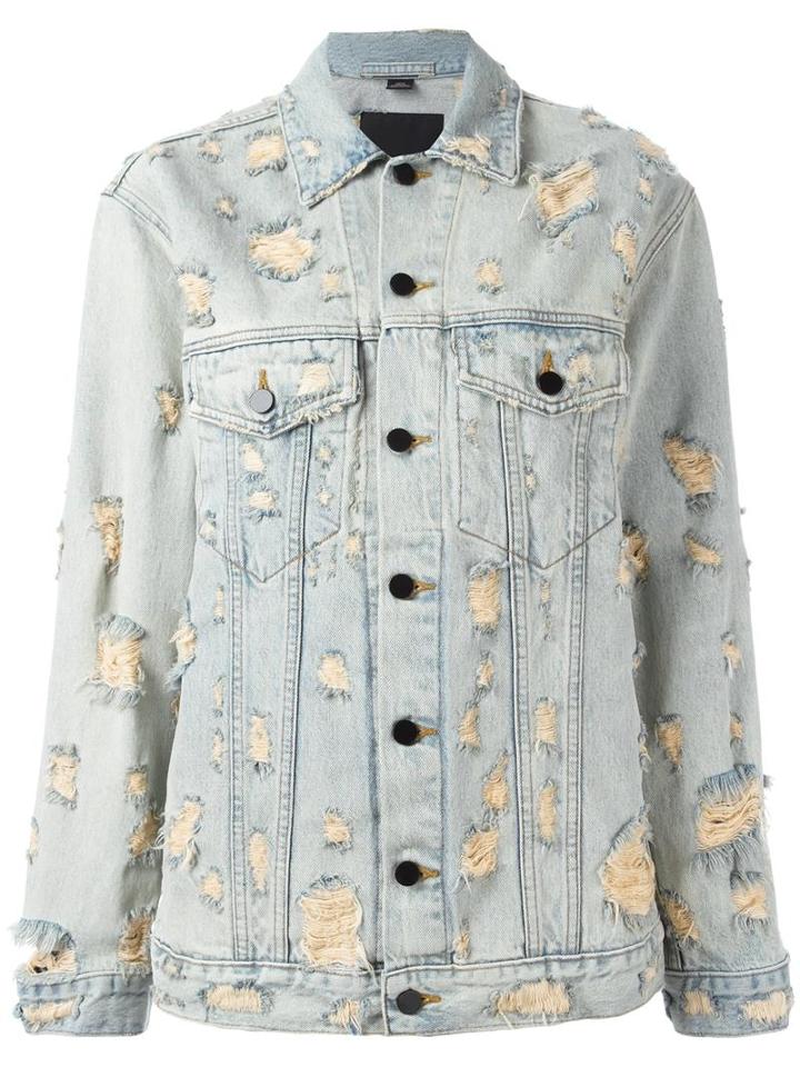 Alexander Wang Distressed Denim Jacket, Women's, Size: Xs, Blue, Cotton
