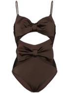 Zimmermann Bow Detail Swimsuit - Brown
