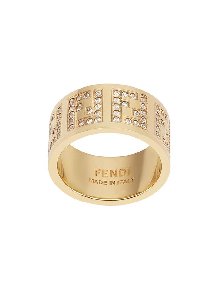 Fendi Crystal Monogram Ring - Gold