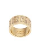 Fendi Crystal Monogram Ring - Gold