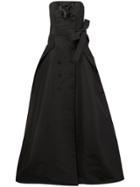 Carolina Herrera Button Detailing Strapless Gown - Black