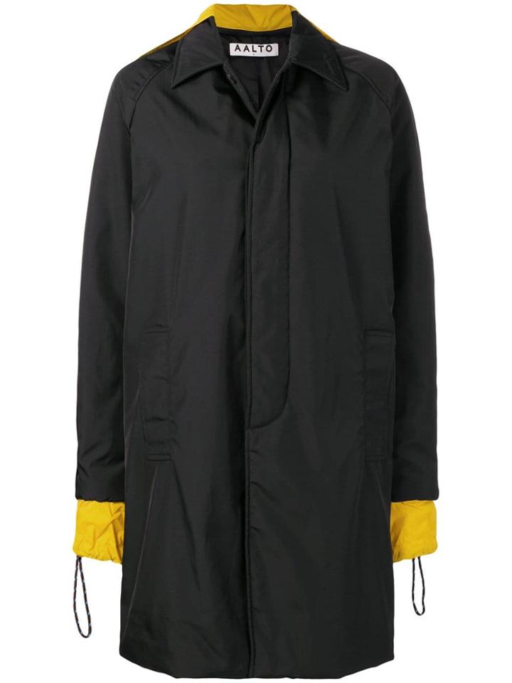 Aalto Contrasting Detail Button Coat - Black